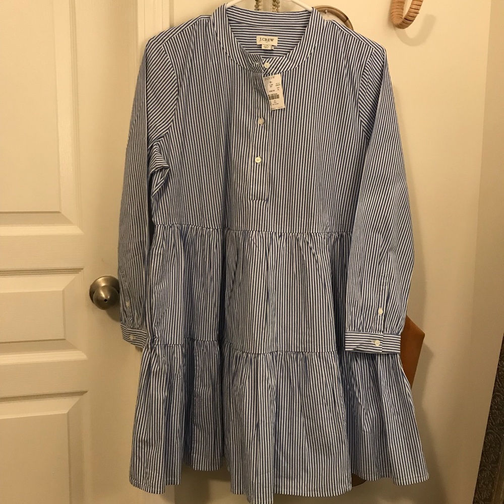 J. Crew blue/white striped dress NWT
